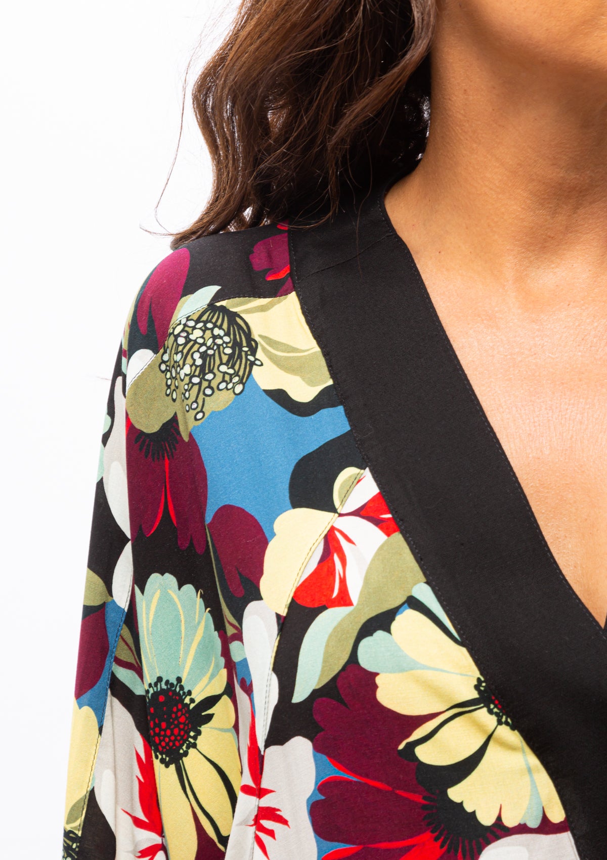 Blocked Kimono Blouse | Multi Floral