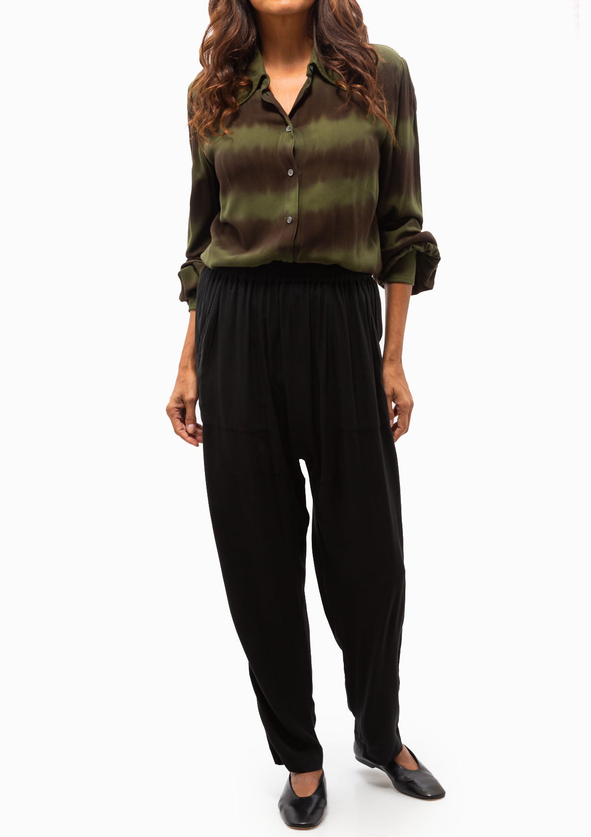 Ghost Ranch Soft Twill Blouse TD | Forest Black & Stripes