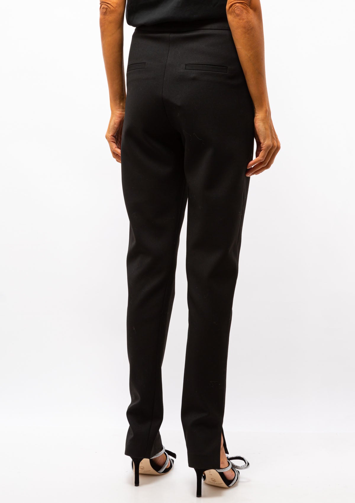 High Waisted Side Slit Pant | Black