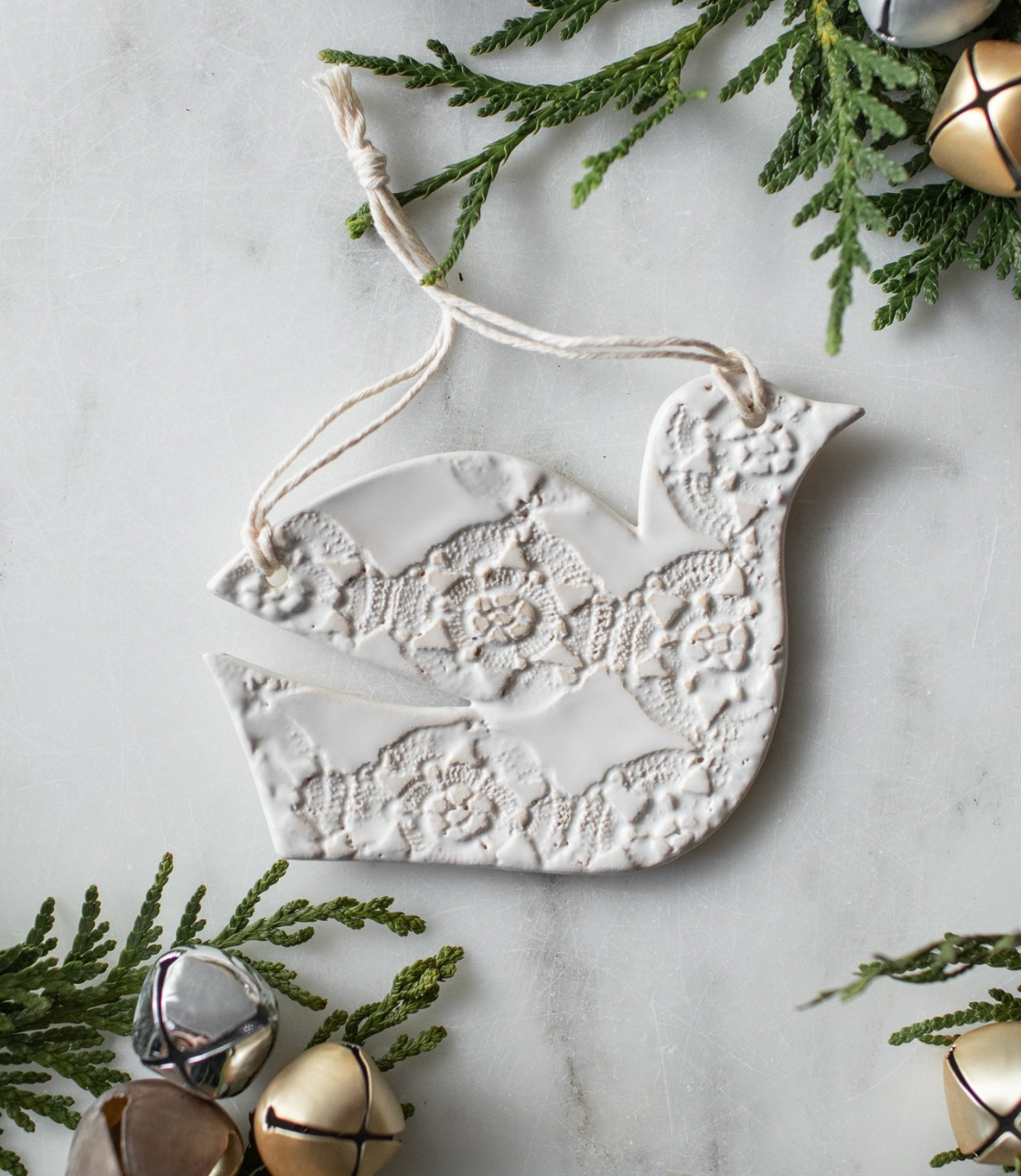 Lace Textured Dove Ornament