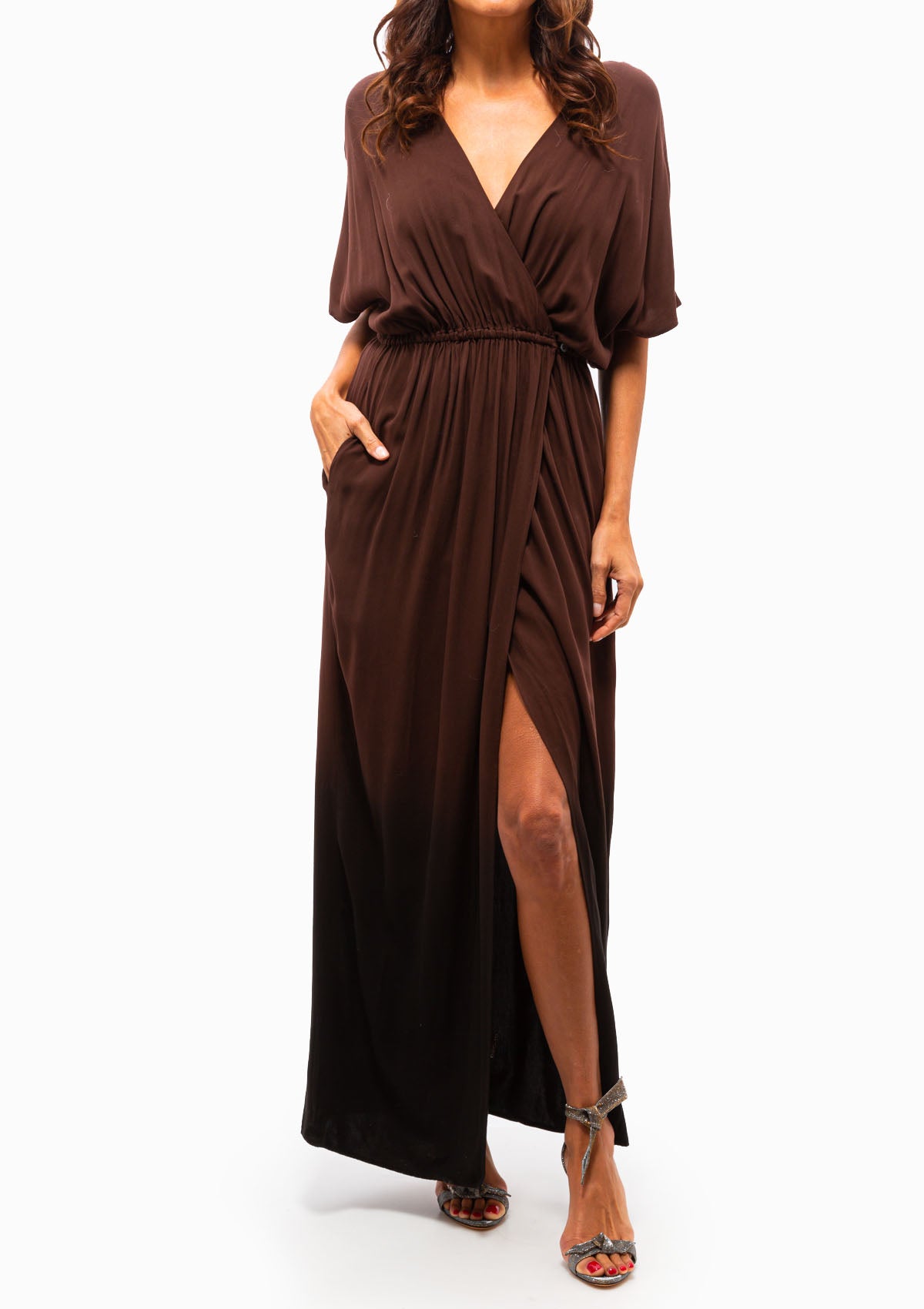 Dip Dye Viscose Diane Dress | Brown