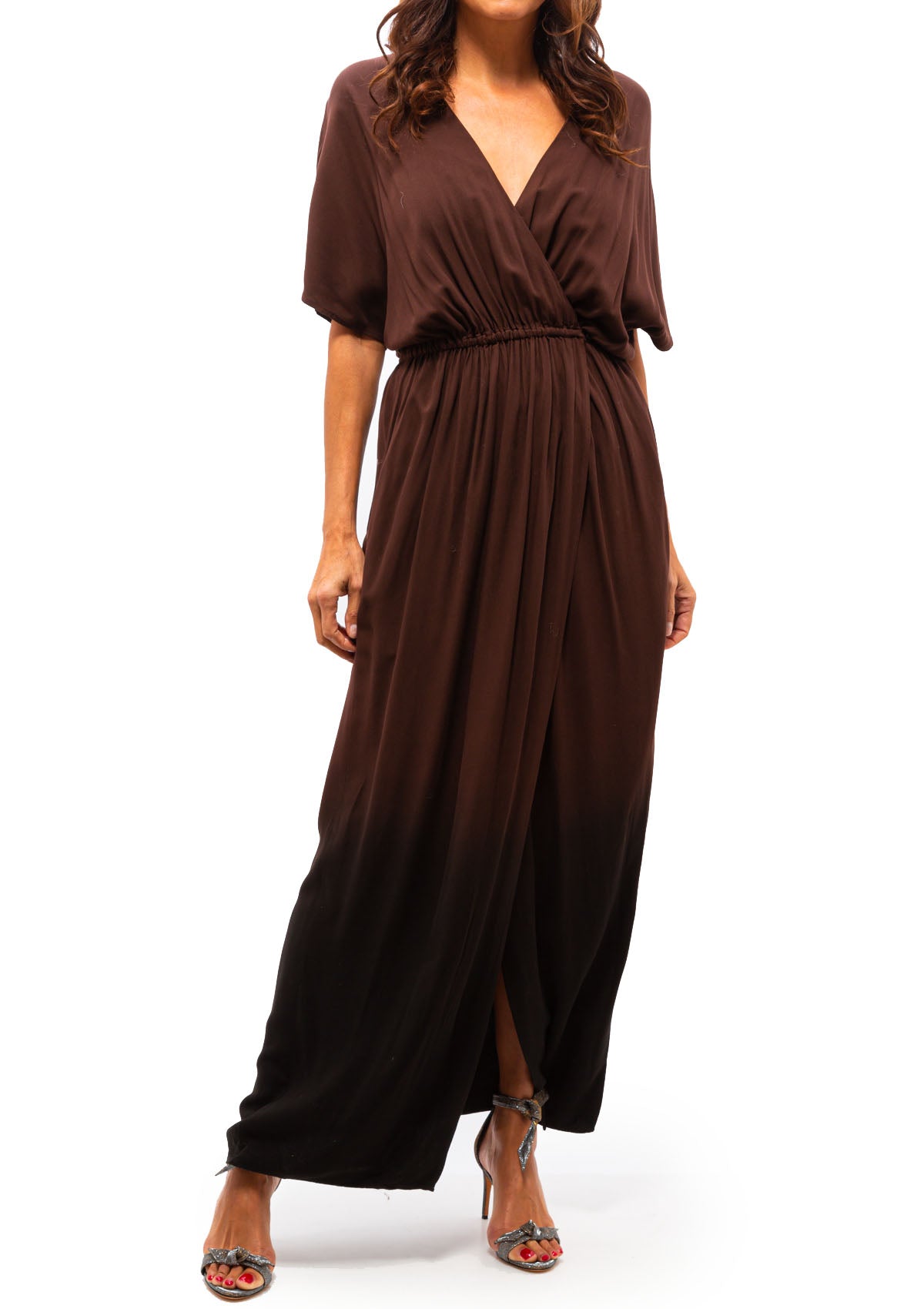 Dip Dye Viscose Diane Dress | Brown