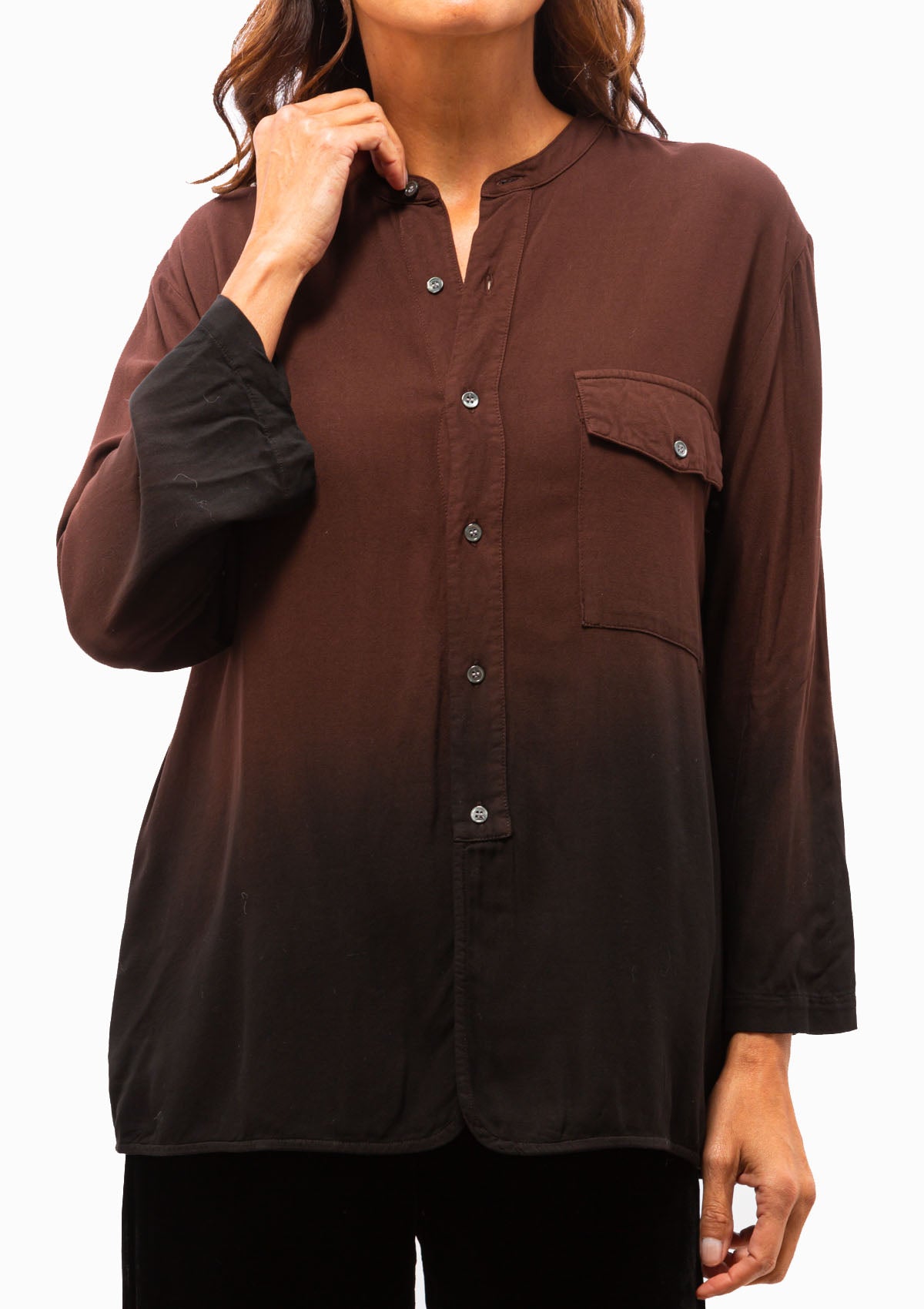 Dip Dye Viscose Fran Shirt | Brown